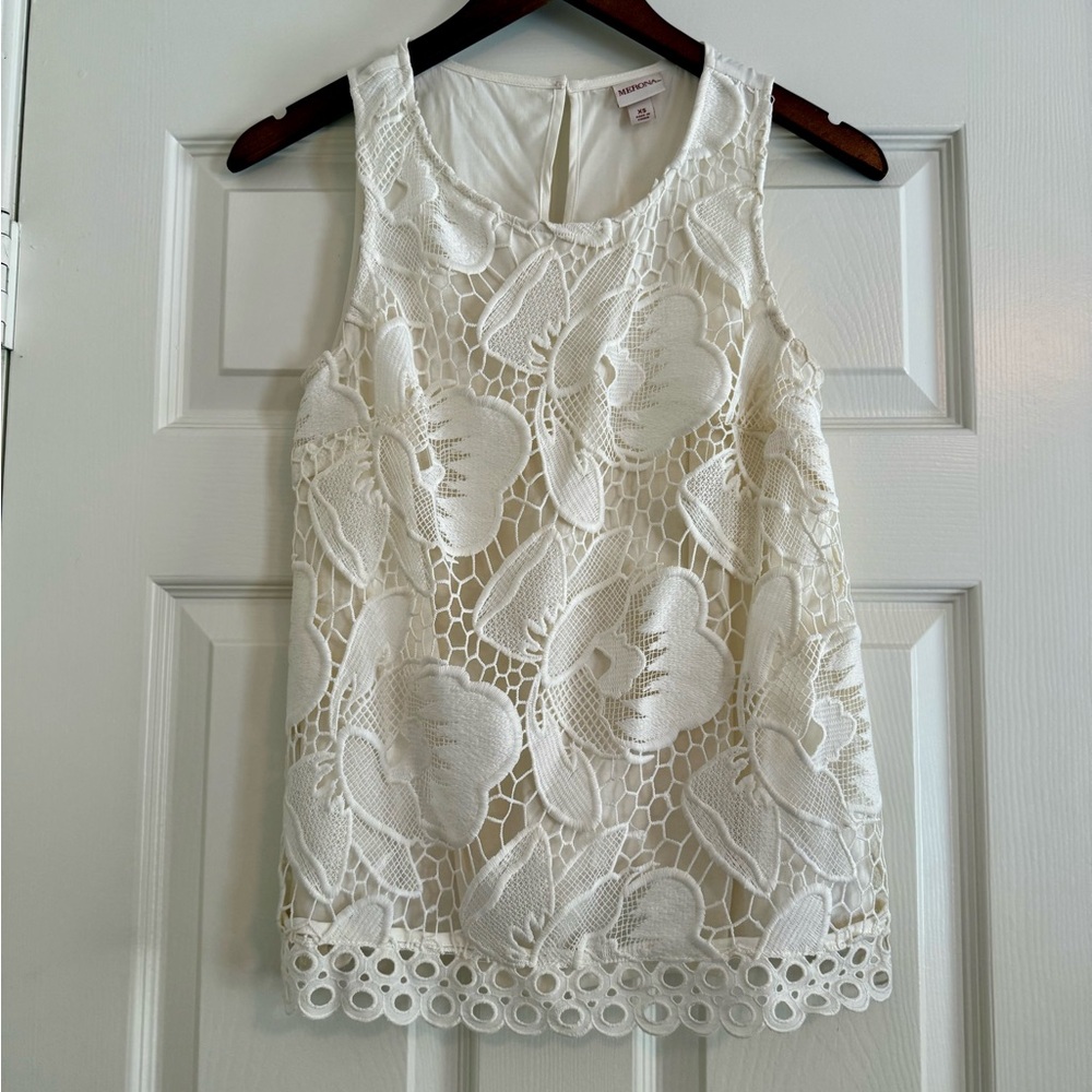 Merona Floral Lace Tank Top - White